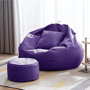 kam39s lieu bean bag with relaxing footrest amp cushion filled with beans ready to use color amp size - purple xxxxl