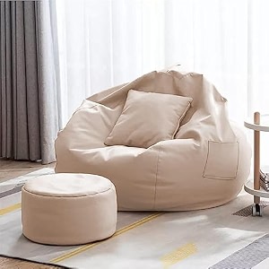 kam39s lieu bean bag with relaxing footrest amp cushion filled with beans ready to use color amp size - cream xxxxl
