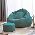 KAM'S LIEU Bean Bag with Relaxing Footrest &amp; Cushion Filled with Beans (Ready to Use) Color &amp; Size - (Aqua, XXXL)