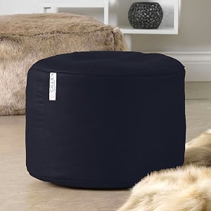 kam39s lieu durable amp comfortable 24cm x 44cm round shape faux leather bean bag footrestfootstool filled with beans color black