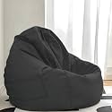 KAM'S LIEU Faux Leather 4XL Bean Bag Cover (Withouit Beans) Only Color- (Black)