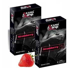 dotted condoms for men  dots for her extra stimulation  lubricated latex condoms  pack of 2 strawberry