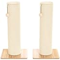 KAMABOKO 29.5" Cat Scratching Post, 7.5" Ultra-Large Diameter Natural Sisal Cat Scratch Post, Scratch-Resistant Tall Cat Scratcher for Indoor Cats, Protect Your Furniture, Beige, Pack of 2