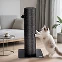 KAMABOKO 29.5" Cat Scratching Post for Large Cats, 7.5" Ultra-Large Diameter Natural Sisal Cat Scratch Post, Scratch-Resistant Tall Cat Scratcher for Indoor Cats, Protect Your Furniture, Black