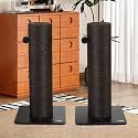 KAMABOKO 29.5" Cat Scratching Post, 7.5" Ultra-Large Diameter Natural Sisal Cat Scratch Post, Scratch-Resistant Tall Cat Scratcher for Indoor Cats, Protect Your Furniture, Black, Pack of 2