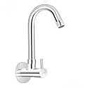 Kamal Full Brass Sink Tap - FLT | with 180 Degree Swivel Spout Chrome Finish Wall Mounted Faucet Quarter Turn Handle with Wall Flange | for Kitchen Sink &amp; Wash Basin