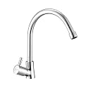 Kamal FLT C-Bend Gooseneck Faucet | Full Brass Sink Tap with 180° Swivel Spout &amp; Foam Flow Aerator | Chrome Finish | Deck Mounted