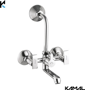 kamal full brass wall mixer - orion eco  mirror finish  hot and cold water shower mixer  with 165mm long bend pipe  wall mixer faucet wall mount installation type