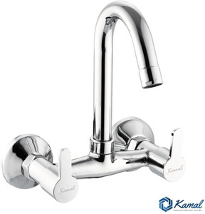 kamal sink mixer fusion  heavy brass build with 180 degree swivel spout  modern design with 90 degree ceramic disc cartridge  german tech aerator sink mixer faucet wall mount installation type