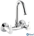KAMAL Sink Mixer Fusion | Heavy Brass Build with 180 degree Swivel spout | Modern design with 90 degree ceramic disc cartridge | German Tech Aerator Sink Mixer Faucet (Wall Mount Installation Type)