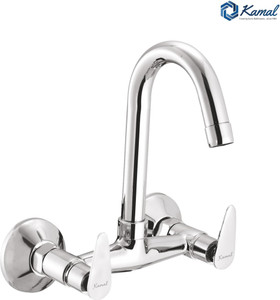 kamal sink mixer vega  brass build  180 degree swivel spout  german tech aerator  quarter turn movement  hot  cold sink mixer faucet wall mount installation type