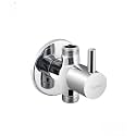 Kamal 2-in-1 Brass Angle Valve with Wall Flange | Quarter Turn Tap for Bathroom/Kitchen | Chrome Finish (Silver, Pack of 1)
