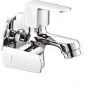 KAMAL Two Way Bib Tap - Cubix Prime | Convenient Fixture | Brass Build | Mirror Finish Two Water Outlet | Aerator and 1/2 inch BSP Male Thread Twin Elbow Valve Faucet (Wall Mount Installation Type)