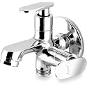 KAMAL Two-Way Bib Tap Galaxy (Eco) | Two Way tap | Premium Build Brass Material | Quarter Turn Movement | Ceramic Disc Cartridge Twin Elbow Valve Faucet (Wall Mount Installation Type)