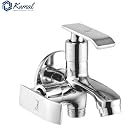 KAMAL Two Way Bib Tap - Orion (Eco) | Aerator &amp; Std 1/2" BSP Outlet Faucet Washing Machine | Std 1/2" BSP Inlet | Passion Bib Cock 2 Way Brass with Flange Twin Elbow Valve (Wall Mount Installation)