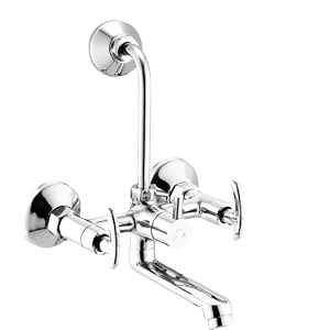 kamal wall mixer - elite eco  fully brass  with provision for overhead shower connection amp 165mm long bend pipe  easy to use click fitting mixer faucet wall mount installation type