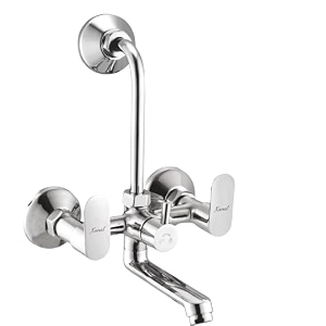 kamal wall mixer - opal eco  fully brass  with provision for overhead shower connection and 165mm long bend pipe  easy to use click fitting mixer faucet wall mount installation type