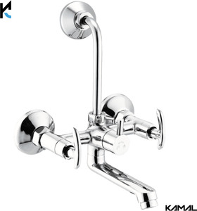 kamal wall mixer alto eco  fully brass  with provision for overhead shower connection and 165mm long bend pipe  easy to use click fitting wall mixer faucet wall mount installation type