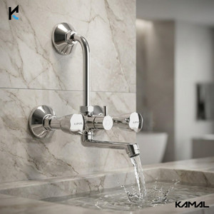 kamal wall mixer contessa neo eco  brass build  mirror finish  high quality aerator hot and cold shower mixer with 165mm long bend pipe easy to use click fitting wall mixer faucet wall mount installation type