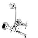 KAMAL Wall Mixer - Cross Eco | Fully Brass | with Provision for Overhead Shower Connection and 165mm Long Bend Pipe | Easy to Use Click Fitting Mixer Faucet (Wall Mount Installation Type)