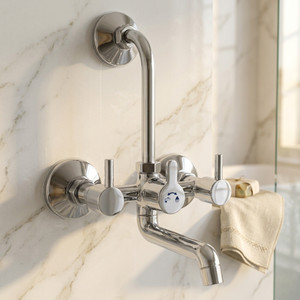 kamal wall mixer - elite eco bathroom mixer with provision for overhead shower connection and 165mm long bend pipe  easy to use click fitting wall mixer faucet wall mount installation type