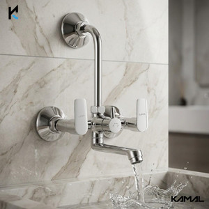 kamal wall mixer era eco  sturdy brass build  mirror finish  high quality aerator hot and cold shower mixer with 165mm long bend pipe easy to use click fitting wall mixer faucet wall mount installation type