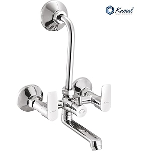 kamal wall mixer - era eco  sturdy brass build  mirror finish  hot amp cold shower mixer  with 165mm long bend pipe  click fitting mixer faucet wall mount installation