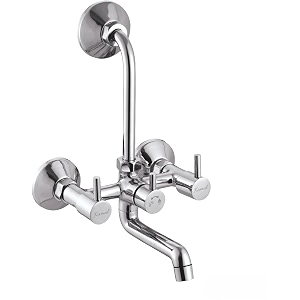 kamal wall mixer flt - prime novo  fully brass  with provision for overhead shower connection amp 165mm bend pipe  easy to use click fitting  mixer faucet wall mount installation type