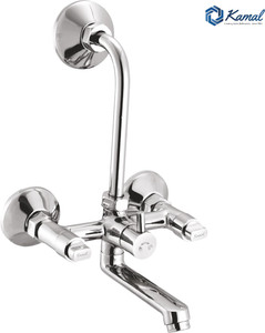 kamal wall mixer flute eco  sturdy brass build  mirror finish  high quality aerator hot and cold shower mixer with 165mm long bend pipe easy to use click fitting wall mixer faucet wall mount installation type