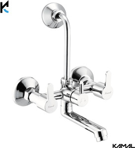 kamal wall mixer fusion eco  fully brass  with provision for overhead shower connection and 165mm long bend pipe  easy to use click fitting wall mixer faucet wall mount installation type