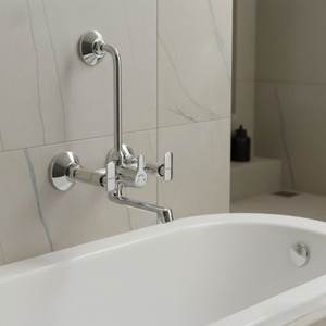 kamal wall mixer galaxy eco  fully brass  with provision for overhead shower connection  165mm long bend pipe  easy to use click fitting tap for bathroom wall mixer faucet wall mount installation type