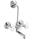 KAMAL Wall Mixer - Onyx Eco | Sturdy Brass Build | Mirror Finish | Hot &amp; Cold Shower Mixer | with 165mm Long Bend Pipe | Click Fitting Mixer Faucet (Wall Mount Installation)