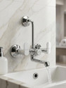 KAMAL Wall Mixer Opal Eco | Fully Brass | With Provision for overhead shower connection and 165mm long bend pipe) | Easy to use click fitting Wall Mixer Faucet (Wall Mount Installation Type)