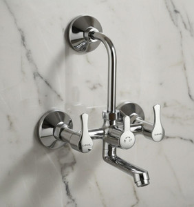 kamal wall mixer - oreva eco  mirror type finish  sturdy brass build  hot  cold shower mixer  with 165mm long bend pipe  wall mounted - click fitting wall mixer faucet wall mount installation type