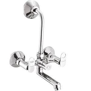 kamal wall mixer - platina eco  sturdy brass build  mirror finish  quality aerator  hot amp cold shower mixer  with 165mm long bend pipe  click fitting mixer faucet wall mount installation