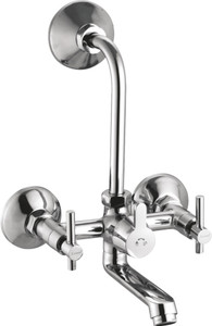 kamal wall mixer - tarim eco  sturdy brass build  mirror type finish  cold  hot shower mixer with 165mm long bend pipe wall mounted installation  easy fitting wall mixer faucet wall mount installation type