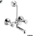 KAMAL Wall Mixer Trio Eco | Fully Brass | With Provision for overhead shower connection and 165mm long bend pipe) | Easy to use click fitting Wall Mixer Faucet (Wall Mount Installation Type)