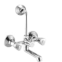 KAMAL Wall Mixer - Trio Eco | Fully Brass | with Provision for Overhead Shower Connection and 165mm Long Bend Pipe | Easy to Use Click Fitting Mixer Faucet (Wall Mount Installation Type)
