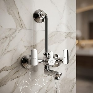 kamal wall mixer - cubix prime  heavy brass build with provision for overhead shower connection amp 165mm long bend pipe  click type diverter cartridge mixer faucet wall mount installation