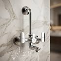 KAMAL Wall Mixer - Cubix Prime | Heavy Brass Build (with Provision for Overhead Shower Connection &amp; 165mm Long Bend Pipe) | Click Type Diverter Cartridge Mixer Faucet (Wall Mount Installation)