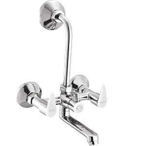 kamal wall mixer - vignette eco  sturdy brass build  mirror finish  hot amp cold shower mixer  with 165mm long bend pipe  click fitting mixer faucet wall mount installation