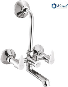 kamal wall mixer vignette eco  sturdy brass build mirror finishhigh quality aerator hot and cold shower mixer with 165mm long bend pipe easy to use click fitting wall mixer faucet wall mount installation type