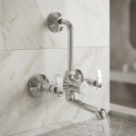 KAMAL Wall Mixer Vista Eco | Fully Brass | With Provision for overhead shower connection and 165mm long bend pipe) | Easy to use click fitting Wall Mixer Faucet (Wall Mount Installation Type)
