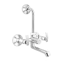 KAMAL Wall Mixer - Vista Eco | Fully Brass | with Provision for Overhead Shower Connection and 165mm Long Bend Pipe | Easy to Use Click Fitting Mixer Faucet (Wall Mount Installation Type)
