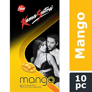 kamasutra mango flavoured dotted condoms for men 10 count