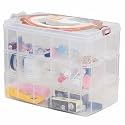 Kamay's 3-Tier Transparent Stackable Adjustable Compartment Slot Plastic Craft Storage Box Organizer for Toy Desktop Jewelry Accessory or Kitchen (3-Tier 30 Sections Large White)