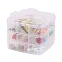 Kamay's 3-Tier Transparent Stackable Adjustable Compartment Slot Plastic Craft Storage Box Organizer for Toy Desktop Jewelry Accessory or Kitchen (3-Tier 18 Sections M White)