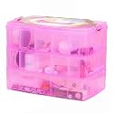 Kamay's 3-Tier Transparent Stackable Adjustable Compartment Slot Plastic Craft Storage Box Organizer for Toy Desktop Jewelry Accessory or Kitchen (3-Tier 30 Sections Large Pink)