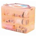 Kamay's 3-Tier Transparent Stackable Adjustable Compartment Slot Plastic Craft Storage Box Organizer for Toy Desktop Jewelry Accessory or Kitchen (Large Orange, 30 Sections)