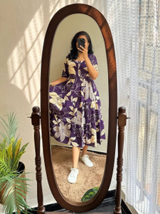 kamayra viscose rayon stitched flareda-line gown purple